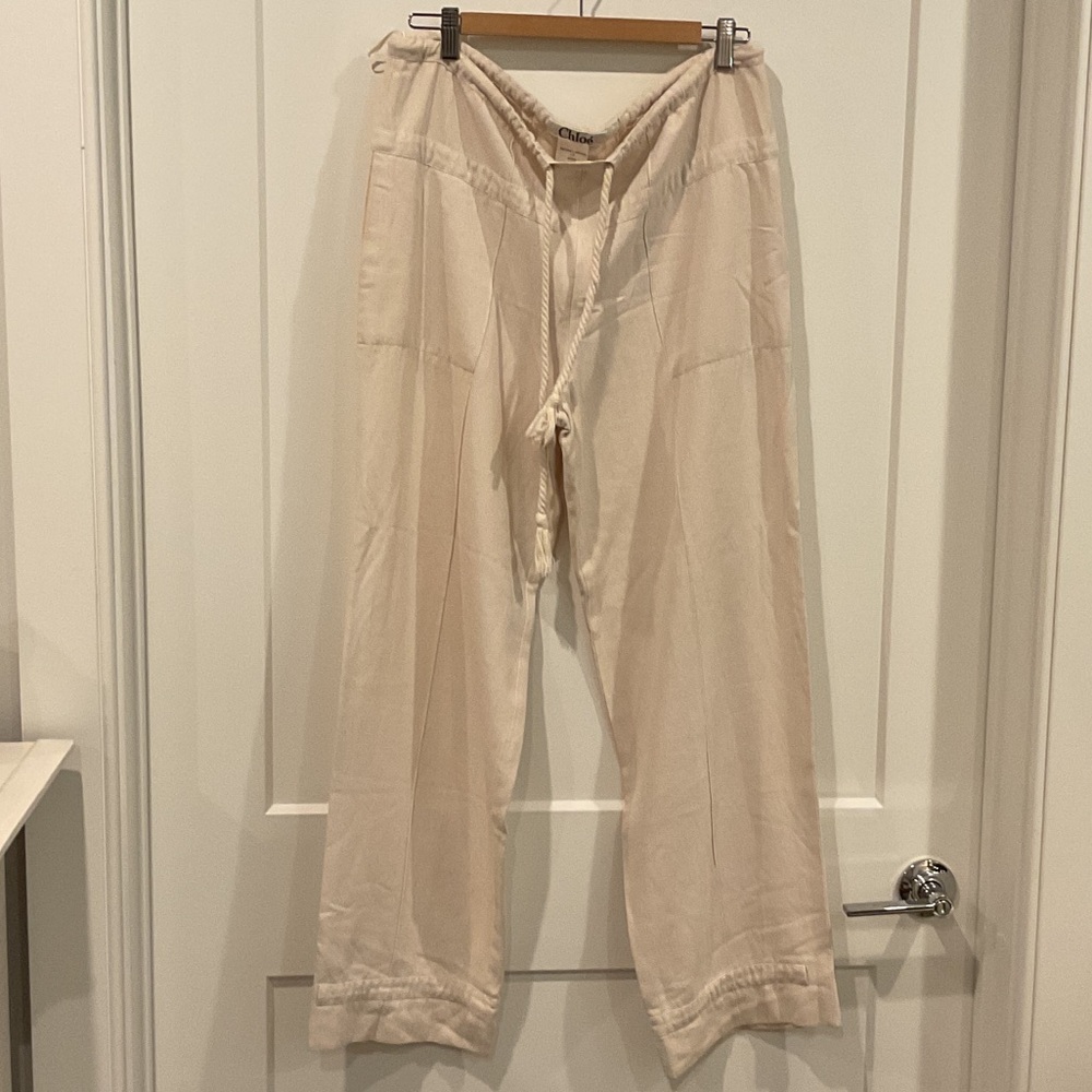 Chloe Beige Drawstring Trousers